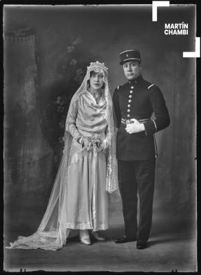 Retrato de los novios Abelardo Macedo Aragón y Graciela Lorena Aragón, hija de Antonio Lorena.